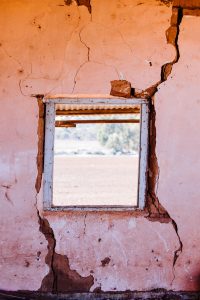 pink broken wall